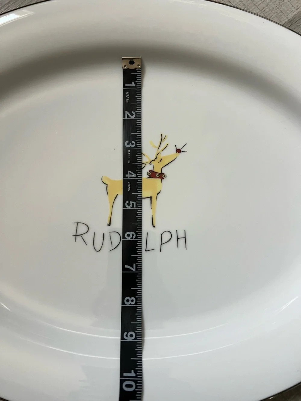POTTERY BARN RETIRED Rudolph White Holiday Oval Serving Platter Large